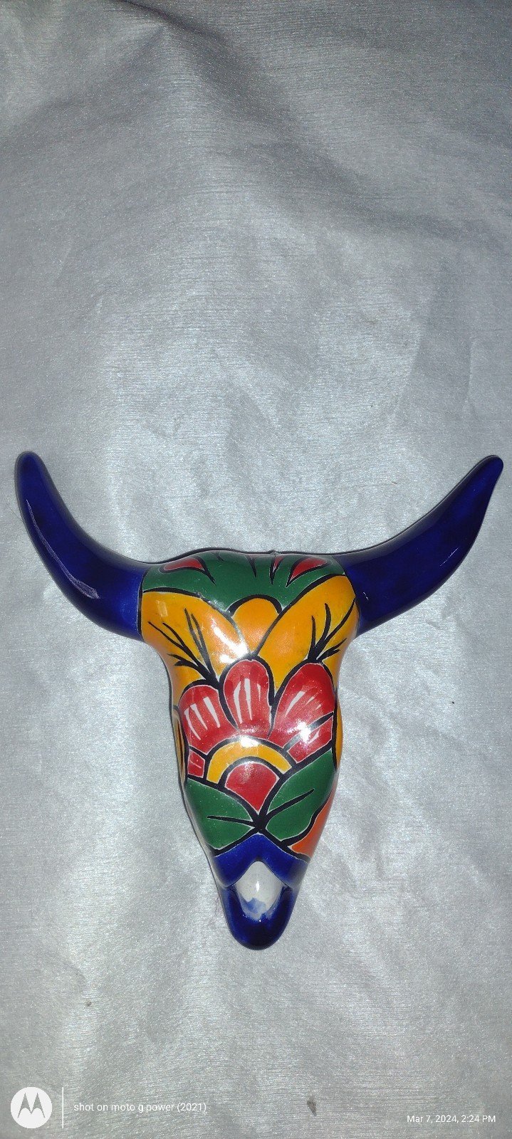 Mexican, Talavera, Pottery, Cow Skull, decor cr5De3dPj
