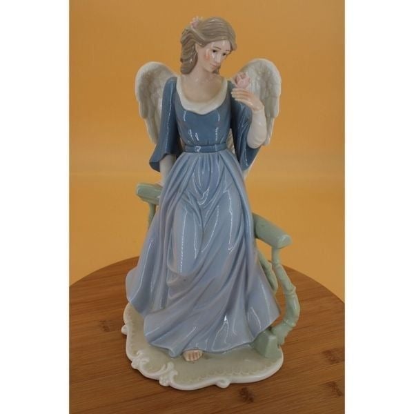 O´Well Figurine Statue Angel On Balcony With Rose Porcelain Sculpture 65Y5XCVsi