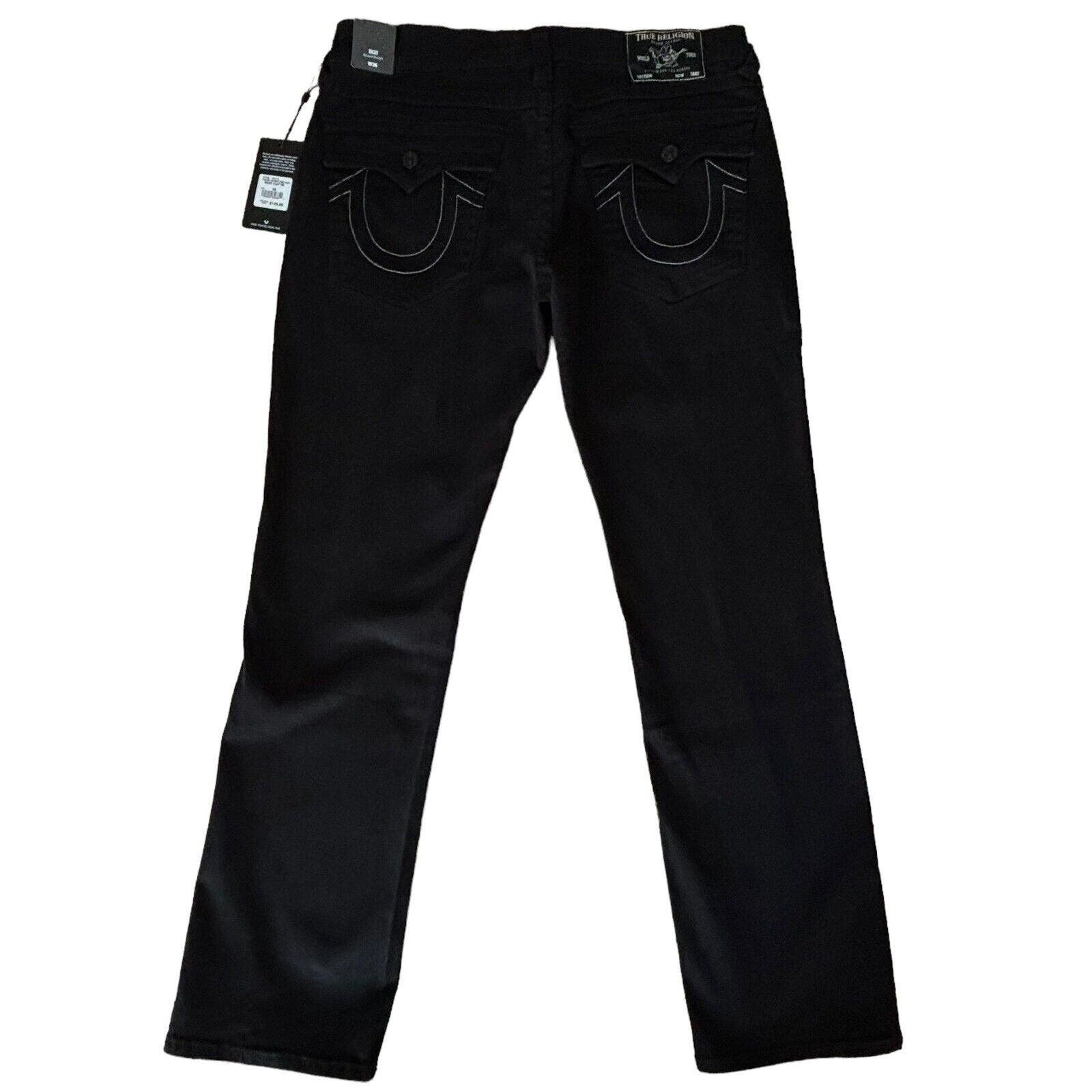 NEW True Religion Men´s Black Rinse Ricky Relaxed Straight Jeans Size 36x32 2gcUCK970