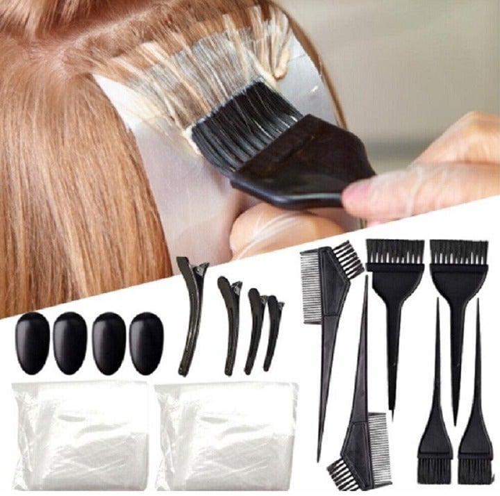 22 Pcs Hair Coloring Dyeing Kit Color Dye Brush Comb Mixing Bowl Salon Tint Tool G9D12aY8M