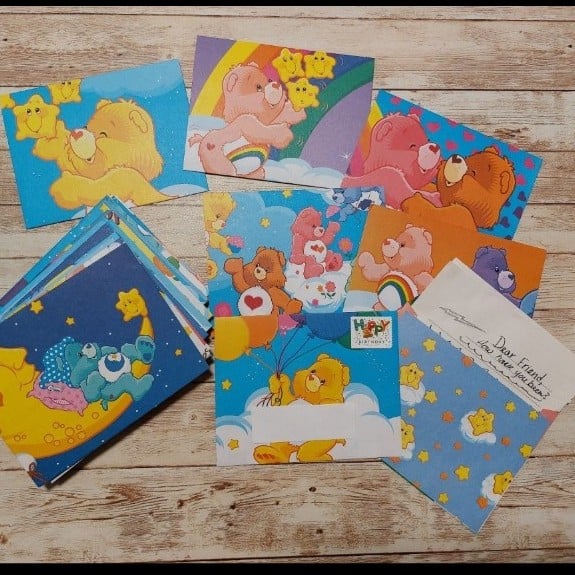 Reserved 4 upcycled wallets and 5 care bear upcycled envelopes gEBbVGvbU