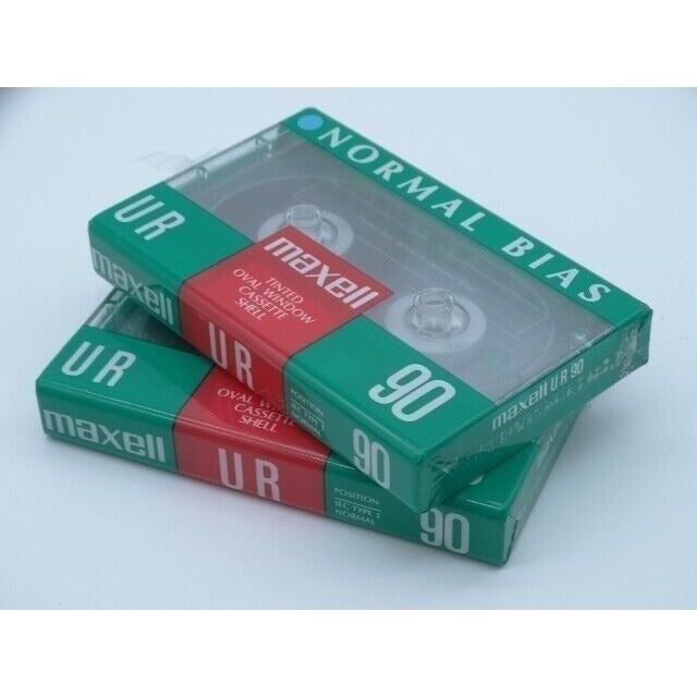 Maxell Blank Cassette Tape Normal Bias UR 90 Lot of 2 Tapes Tinted Oval Window g3rcLWZsx