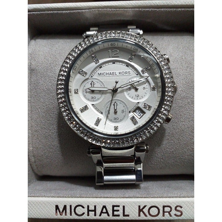 Michael Kors Parker Stainless Steel Watch With Glitz Accents Silver GgSZLRRMP