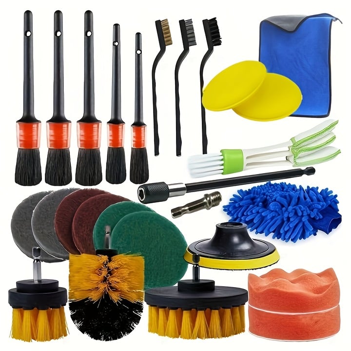 Complete Car Detailing Kit Brushes, Drill Brush, and Wh