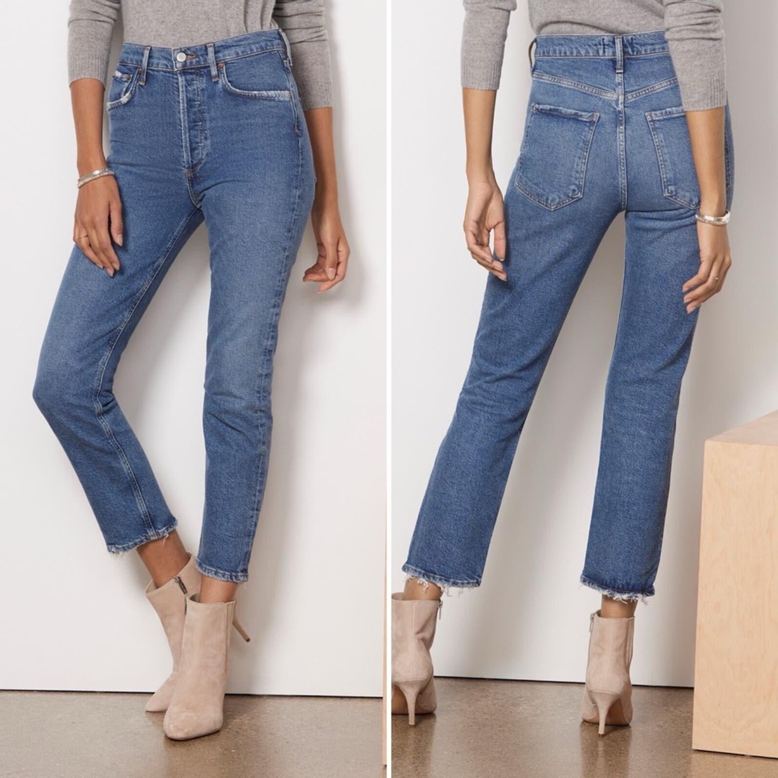 AGOLDE Riley High Rise Straight Leg Jeans in Silence Si