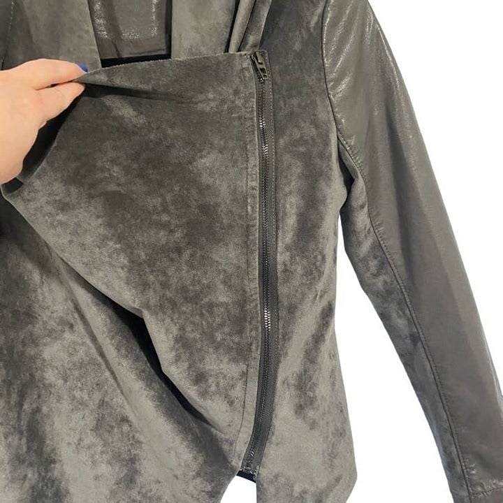 Blank NYC Private Practice Moto Jacket Vegan Faux Leather Gray Size XS bOxrpxALg