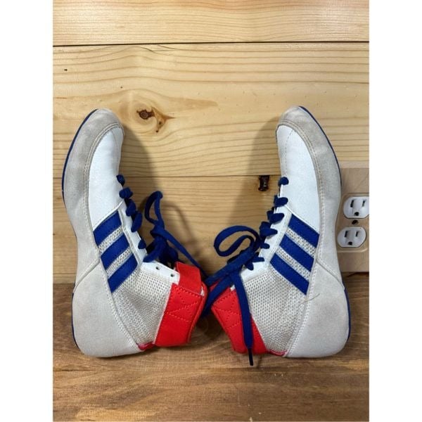 Adidas HVC 2 Unisex Kids Wrestling Shoes White, Red, Blue Athletic Size 3 DTCU3lroo