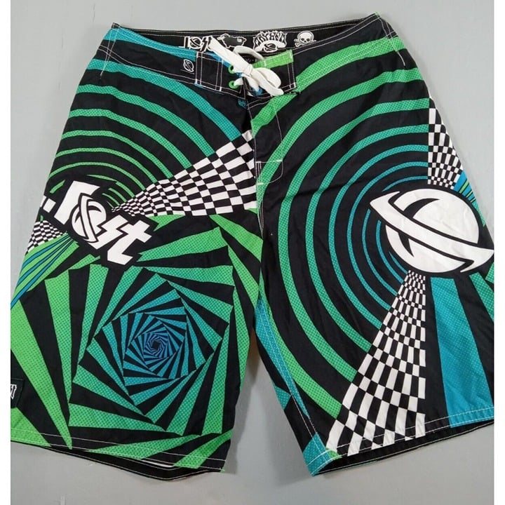 Lost Board Shorts Mens Size 33 Swirl & Check Pattern Swim Shorts 9nq9GnqOP