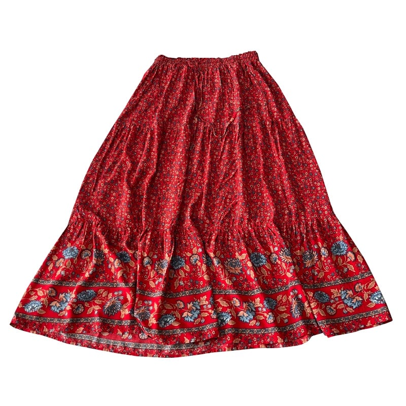 Zesica Red Mixed Floral Print Midi Skirt 2aqlvsON4