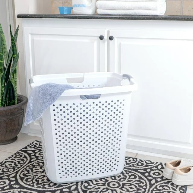 2.5 Bushel XL Lamper Plastic Laundry Basket, White, 2 P