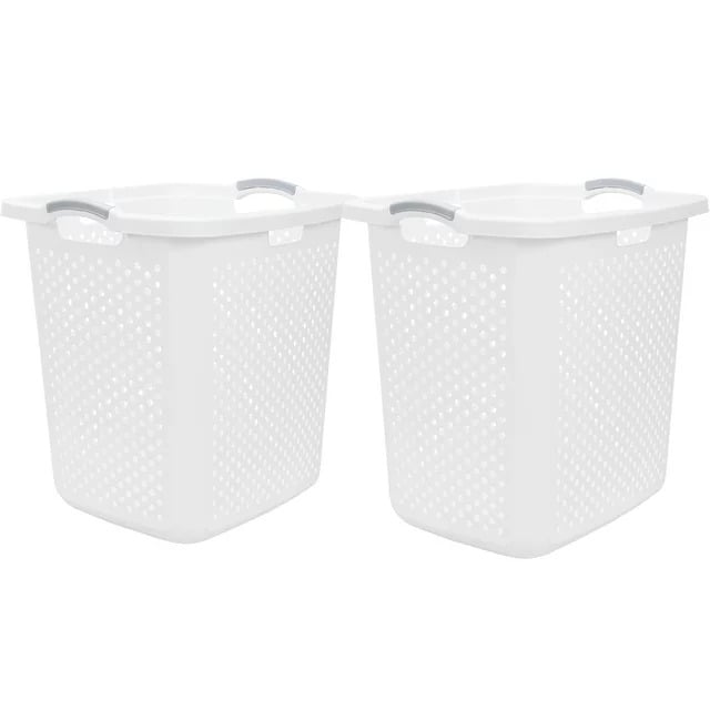 2.5 Bushel XL Lamper Plastic Laundry Basket, White, 2 Pack----vhcj ayKo1wTWp