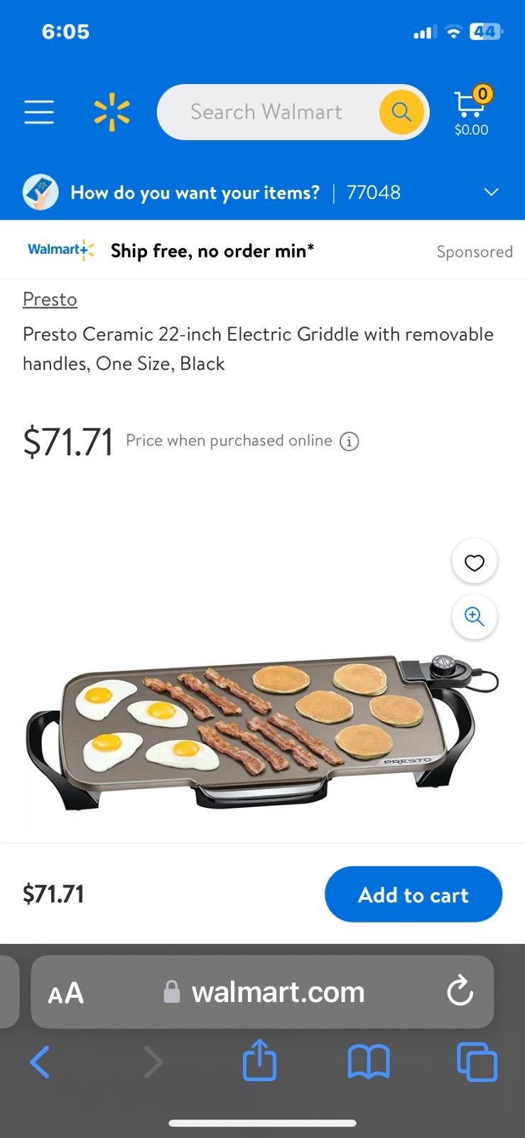 Presto 22” Electric Griddle with Removeable Handles DgTbvuY7c