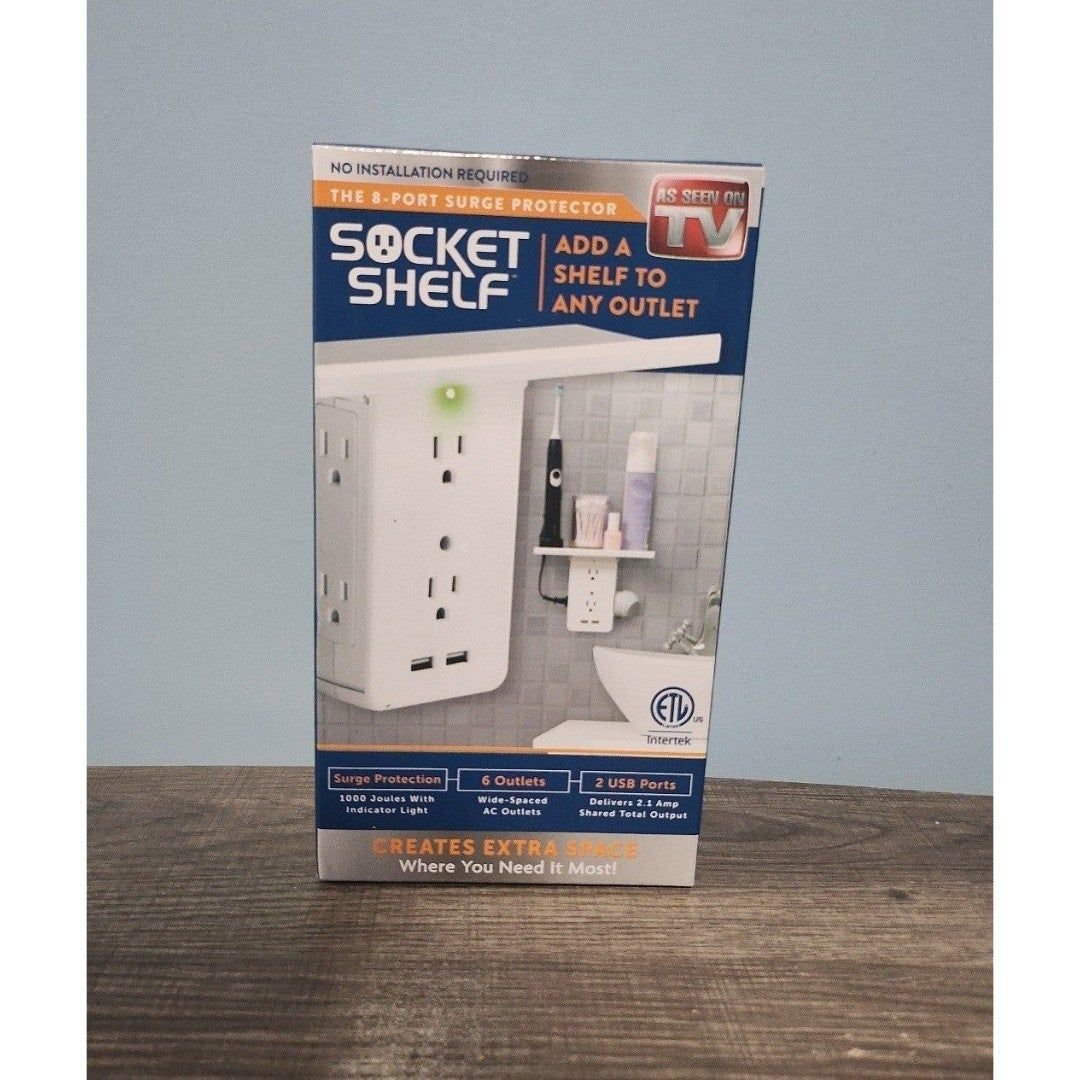 NEW!!! Socket Shelf Cordless Wall Outlet Extender with 6-Outlets and 2 USB ports 3gUl62cYd