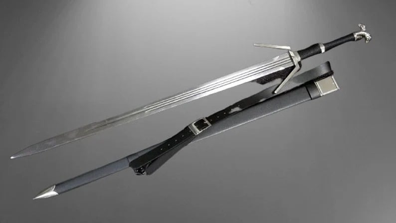 The Hand Made Geralt´s Silver Witcher Sword Steel Replica with sheath 54U5XgAqS