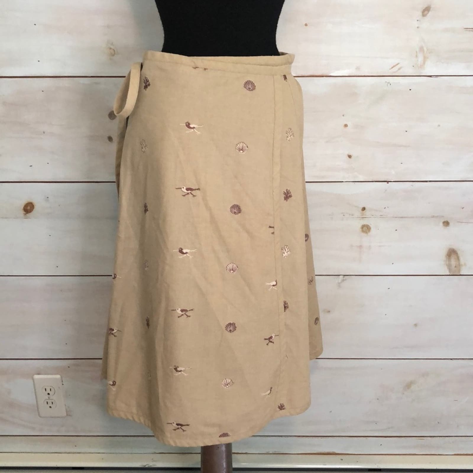 Vintage 70´s Mr Hank wrap skirt tan embroidered bi