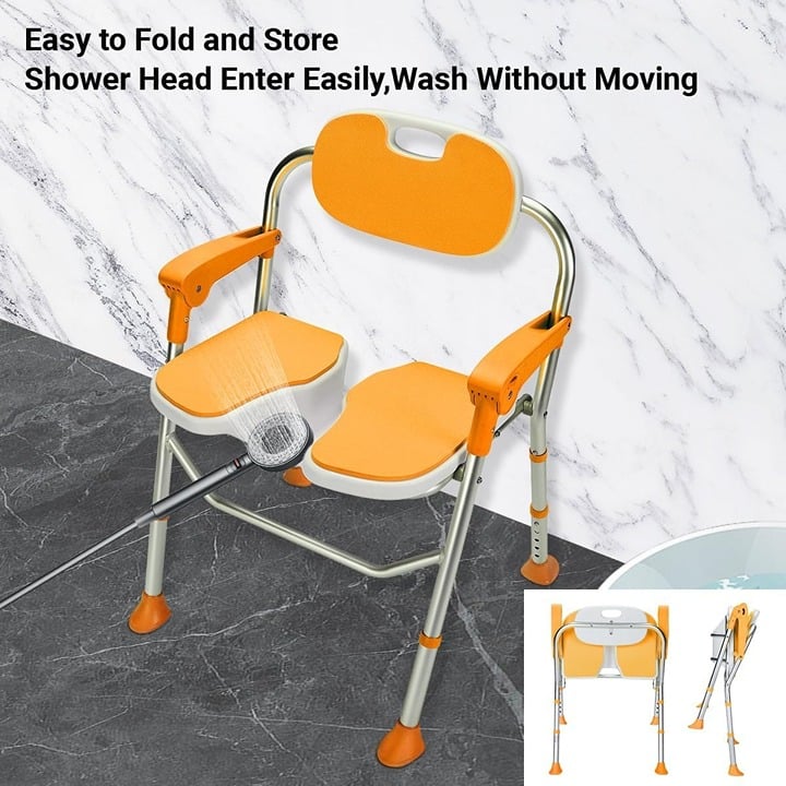 Inside Shower Chair Arms Back U-Shaped Seat Adjustable Height 300lb OPEN BOX New EFItt2We5