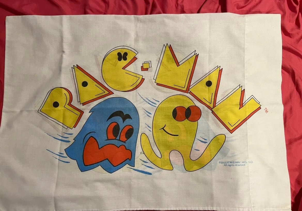Vtg 80’s PAC-MAN PILLOW CASE , Bally Midway! Fresh In G