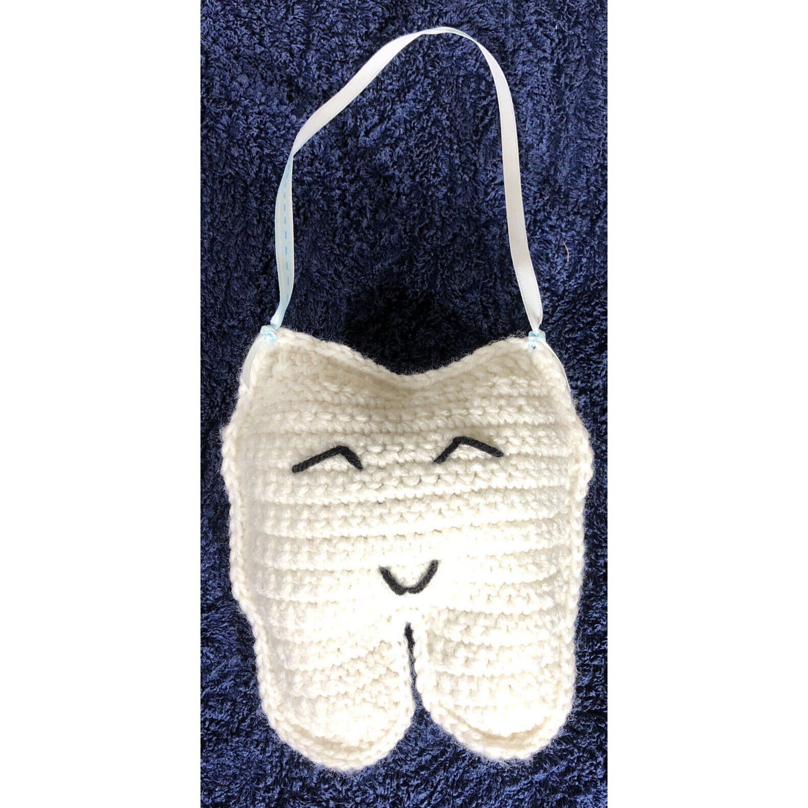 Toothfairy Crocheted Handmade Pocket Pillow Hangs on Be