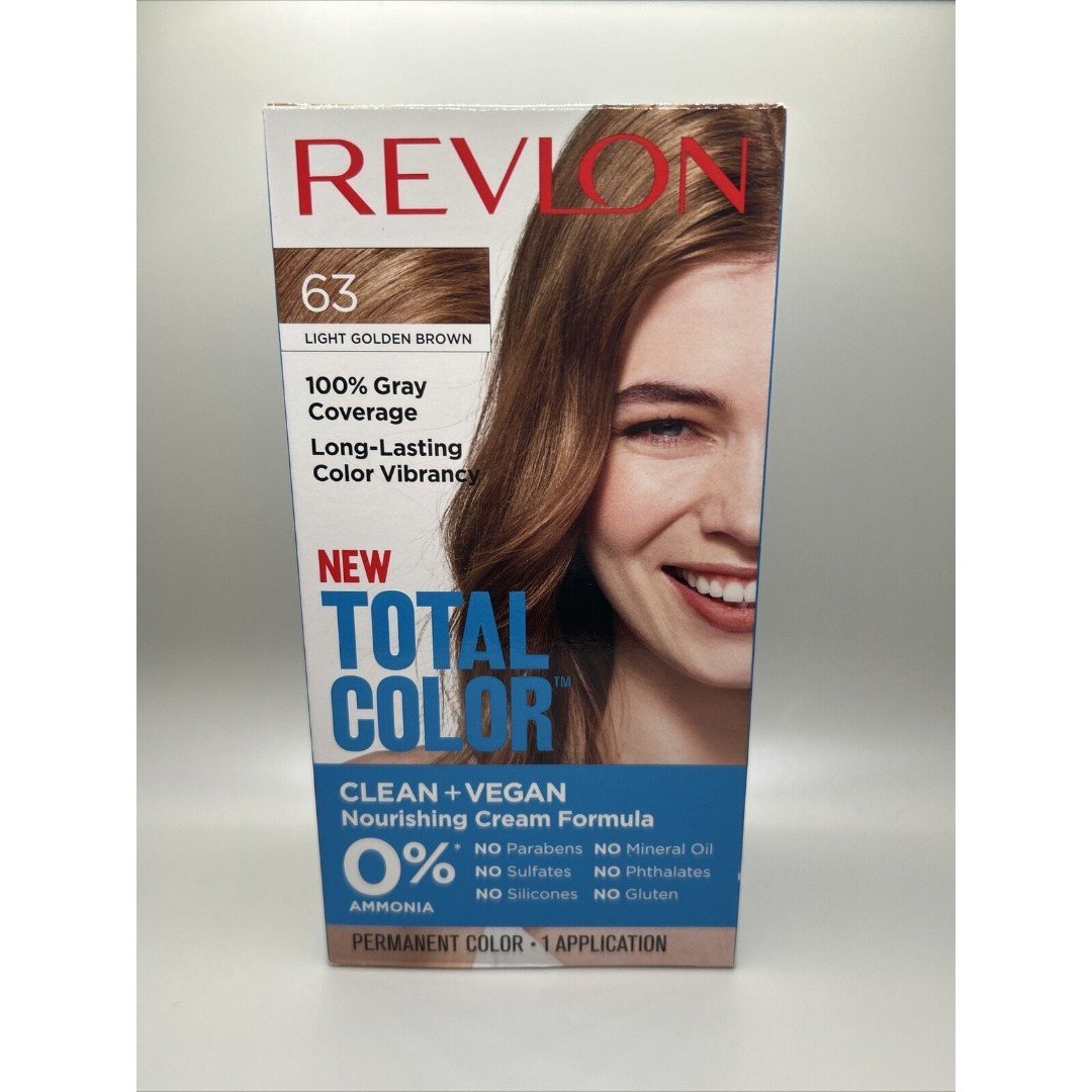 REVLON Permanent Total Color # 63 • LIGHT GOLDEN BROWN • Vegan Gray Coverage e7hKRZ5gk