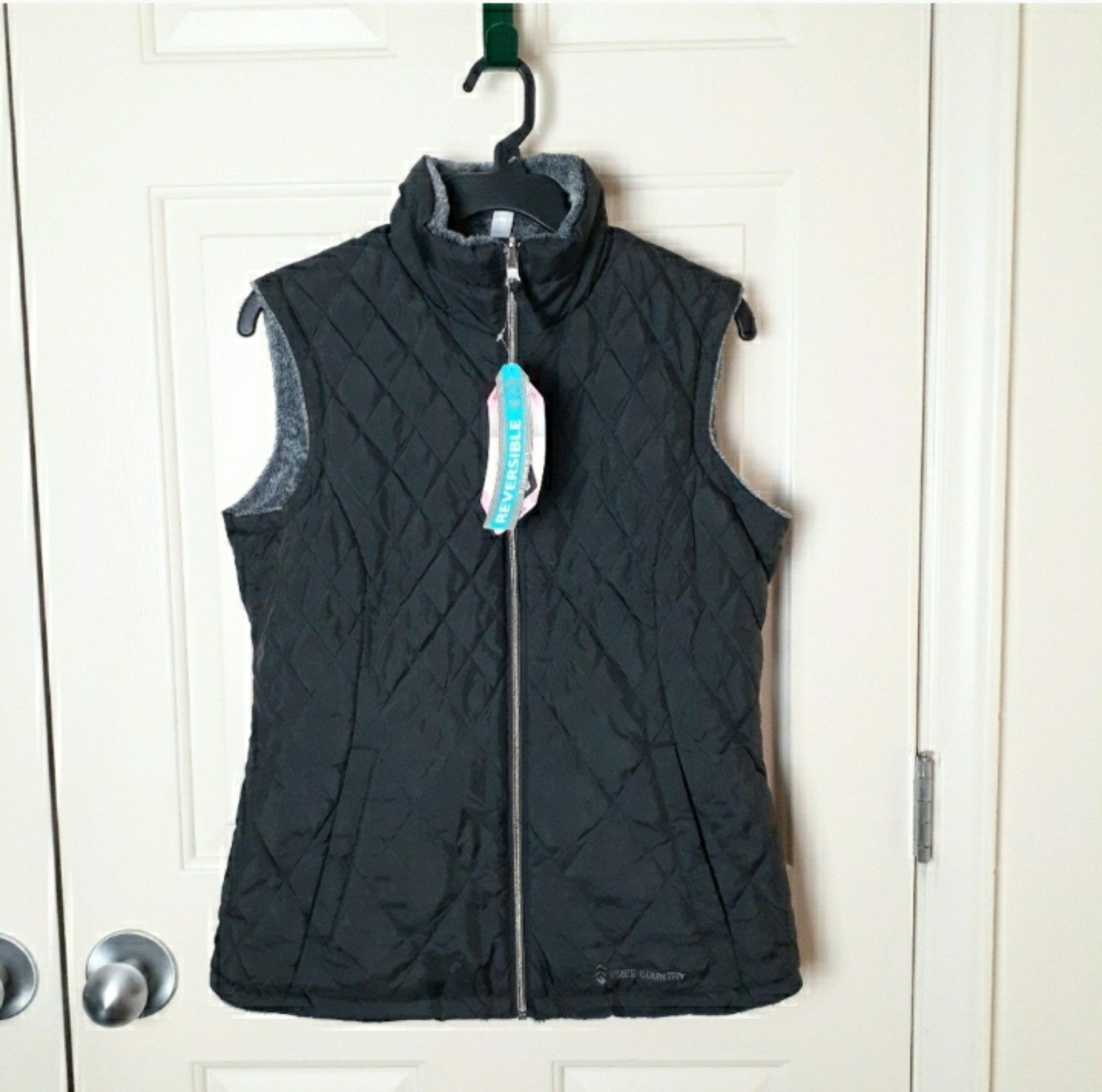 Free Country Women Reversible Vest Size Small Black&Gra