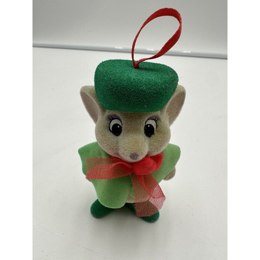 Vintage Flocked Disney Christmas Ornament Bianca Mouse Rescuers 1990 3qRDk27Og