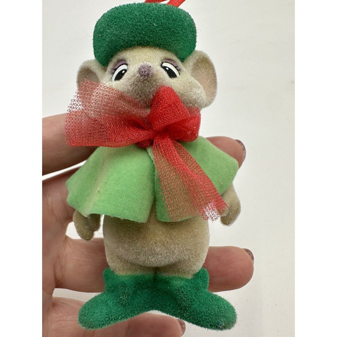 Vintage Flocked Disney Christmas Ornament Bianca Mouse Rescuers 1990 3qRDk27Og
