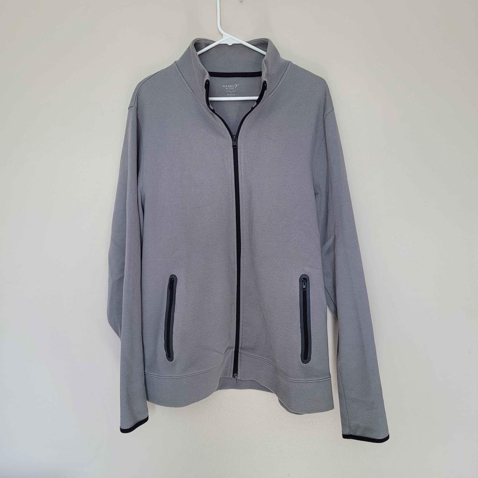 Old Navy Sctive Dynamic Fleece Light Grey Full Zip Sweater Mens Size XL cExbimu5a