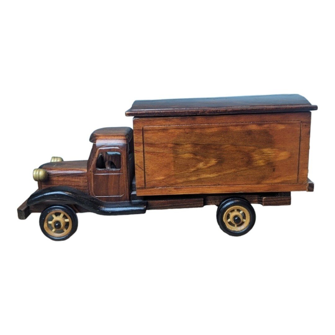 Vintage Wooden Delivery Pickup Truck Handcrafted Shelf 