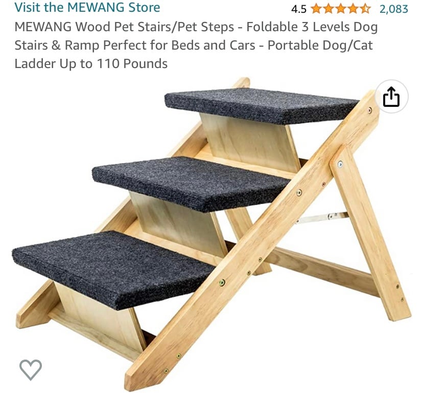 MEWANG Wood Pet Stairs/Pet Steps - Foldable 3 Levels Do