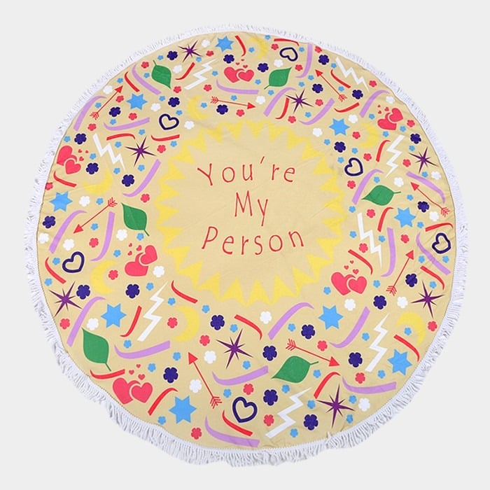 Your My Person Round Beach Towel Symbol of Love flGNDt45M
