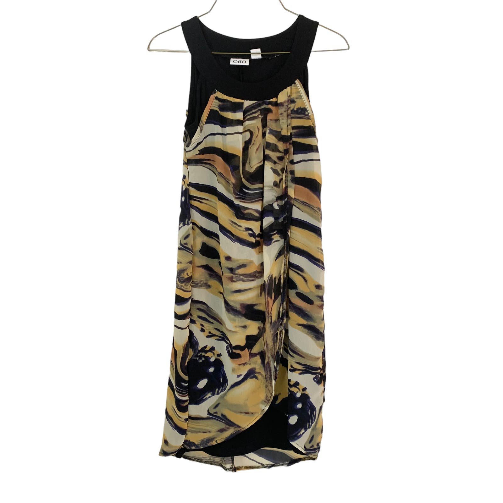 Cato Y2K yellow white abstract animal print sheer overl