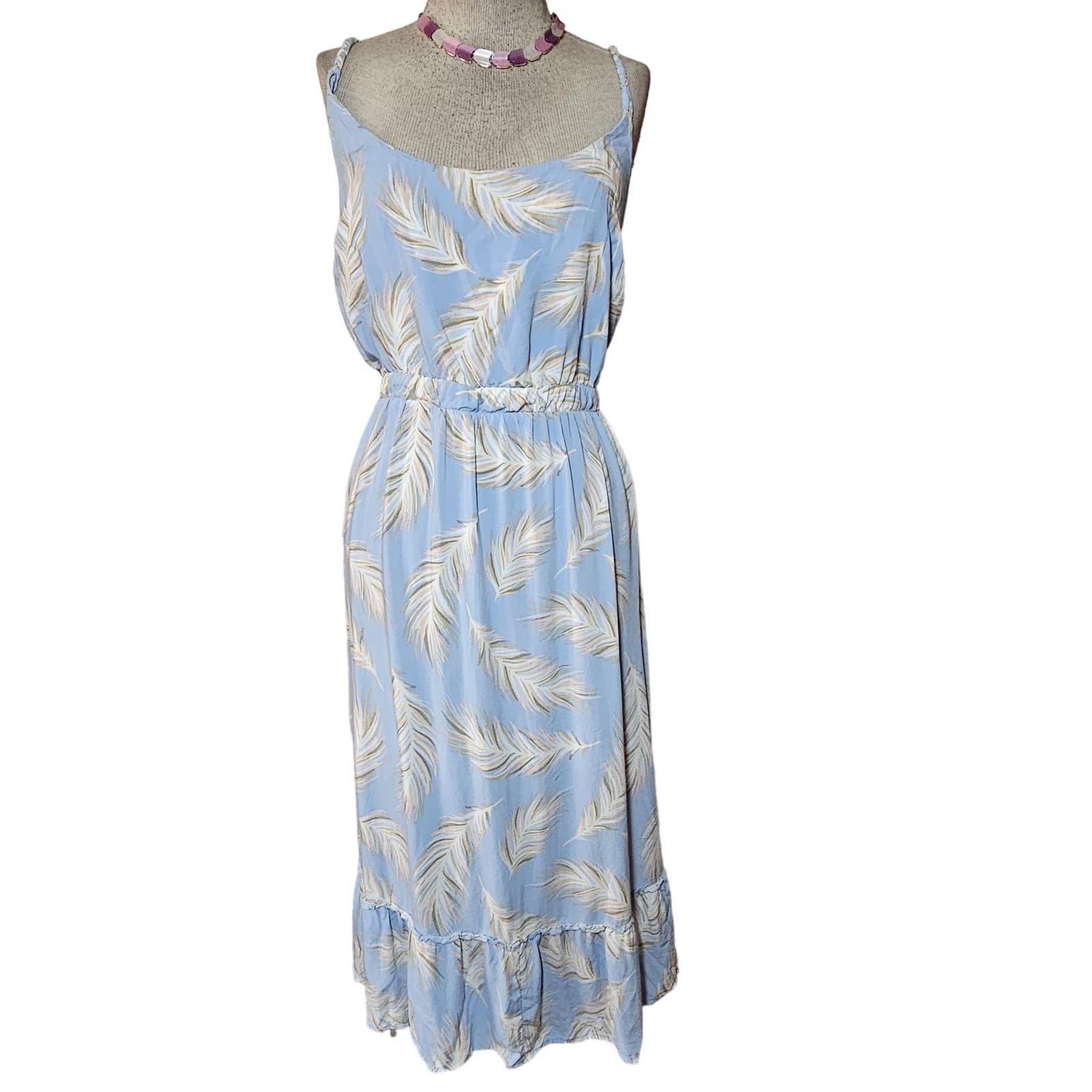 Feather Print Sleeveless Summer Dress Size 2X 8eXecI6jx