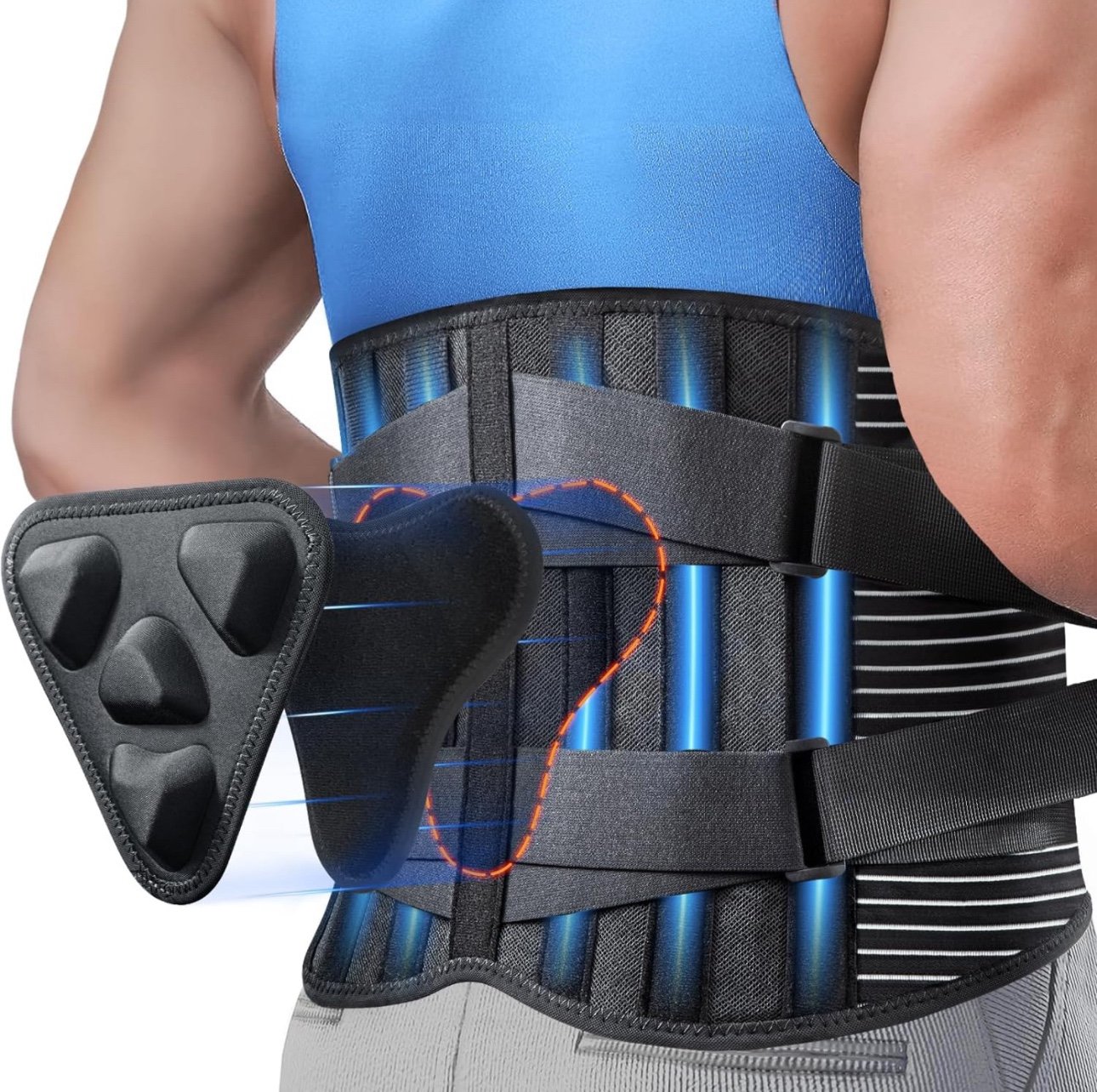 Back Brace for Lower Back Pain Relief with 3D Lumbar Pa