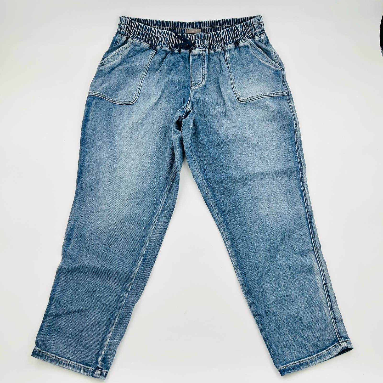 Maurices Size 14W Medium Marble Wash Denim Pull-On Weekender Pants w/ Pockets FKbEXjzC6