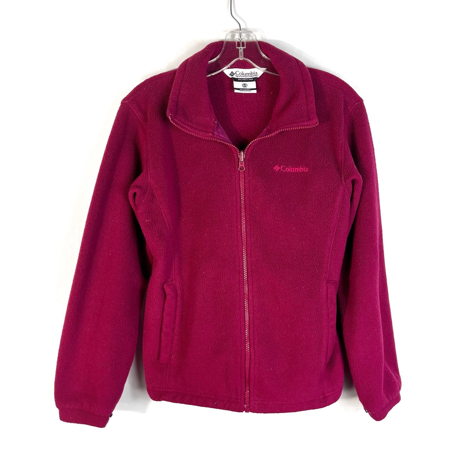 Columbia Girls Magenta Pink Full Zip Front Embroidered Logo Fleece Jacket fDqpkLmls