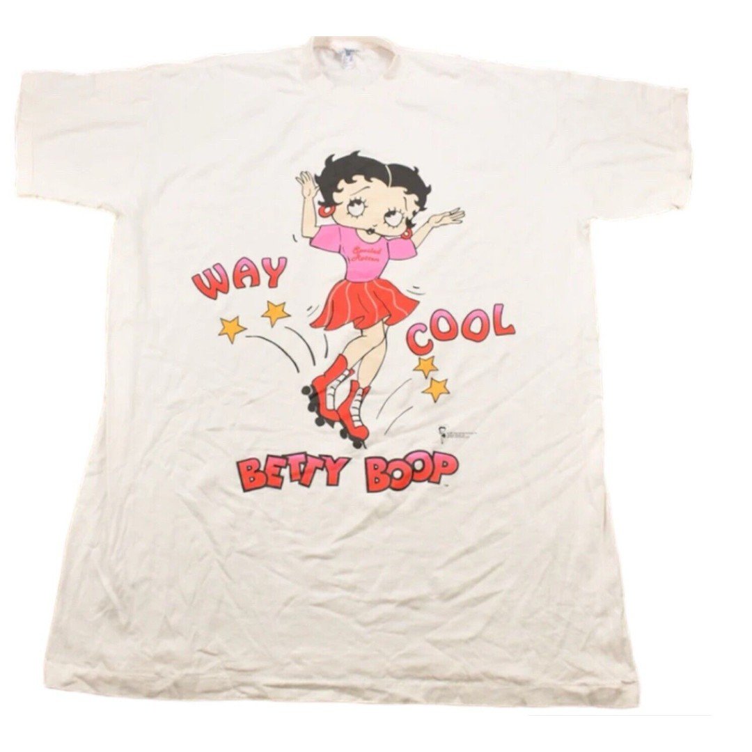 Vintage Betty Boop T-Shirt Sz OS White Roller skate 199