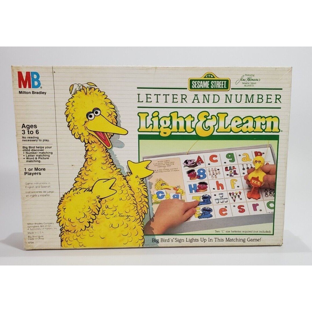 Vintage Sesame Street  Big Bird Letter and Number Light & Learn Game  1986 AM2M24Yhj