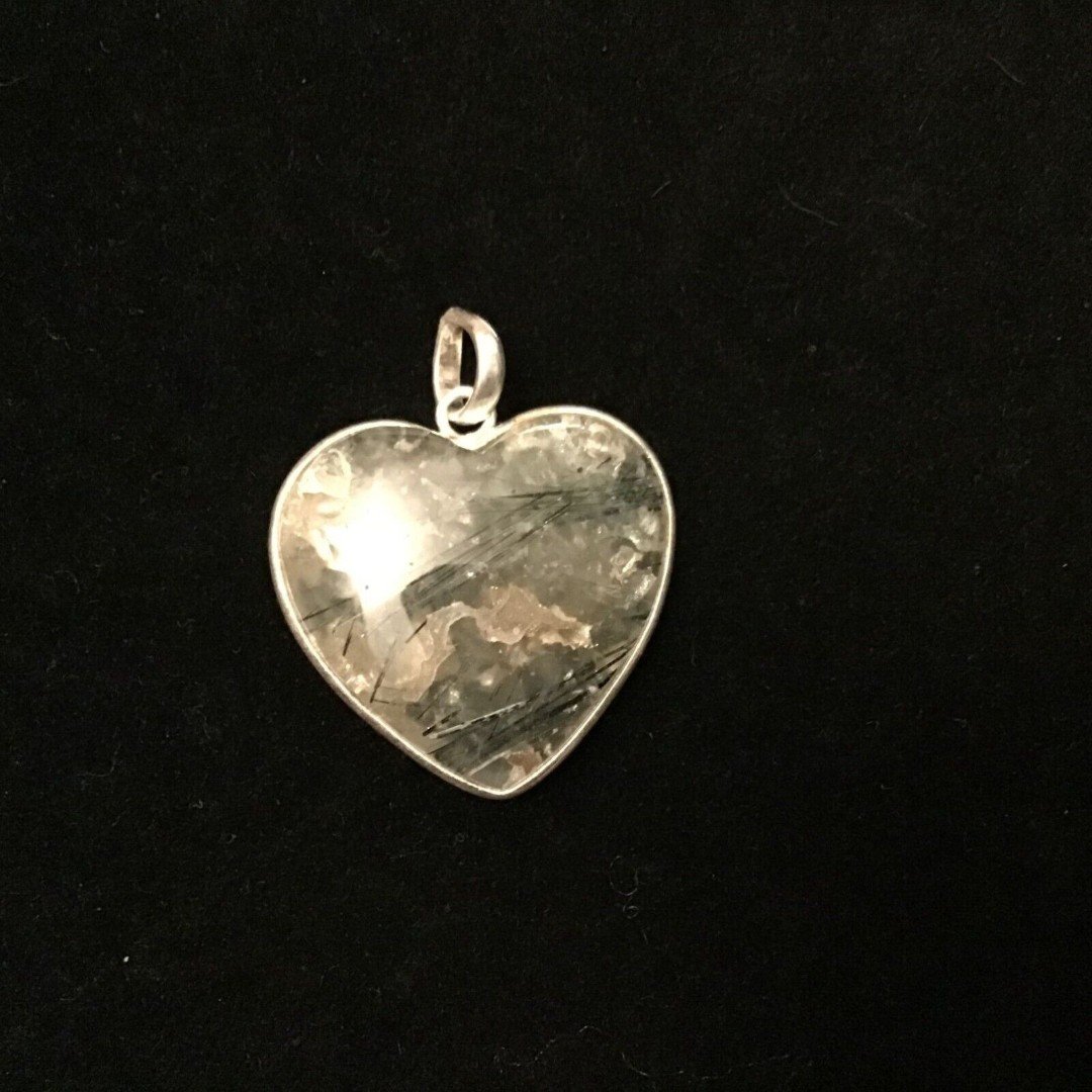 Large Heart Pendant Smokey Quartz Silver Setting 0uo30Z