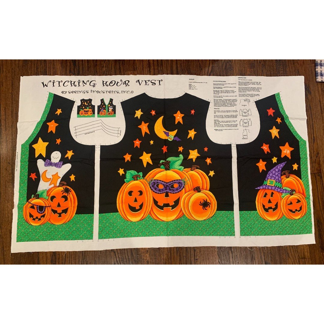 Witching Hour Halloween Vest Fabric Panel size S-XL pumpkin ghost 2 panels fckjTzL00