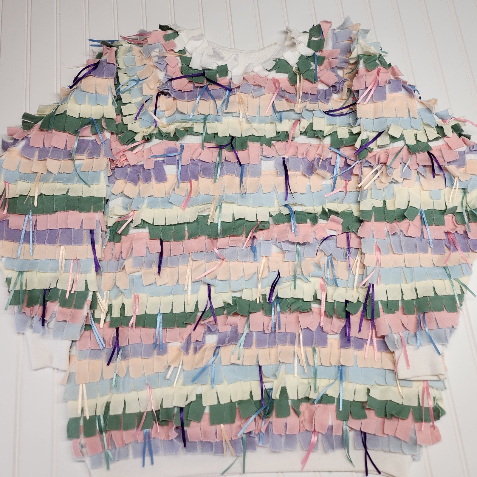 Handmade | Pastel Confetti Stripes Crewneck XL FREnjAjQ