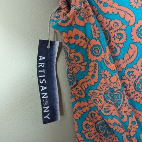 NWT Artisan NY Orange & Blue Floral print Dress Size XS gJHidnQbR