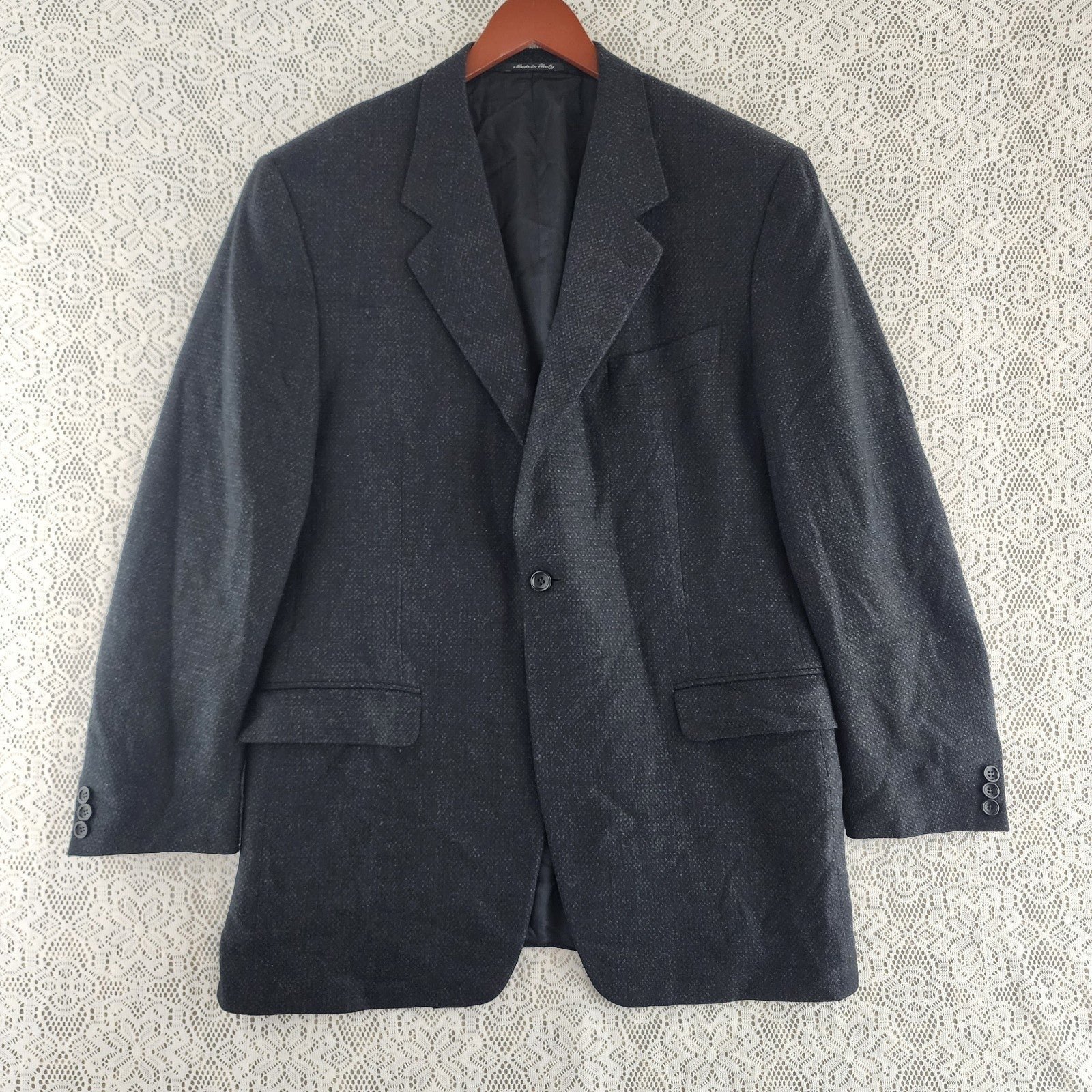 Canali Black Wool Cashmere Blend  Made In Italy Men´s Blazer Size 52L CilMfTOmE
