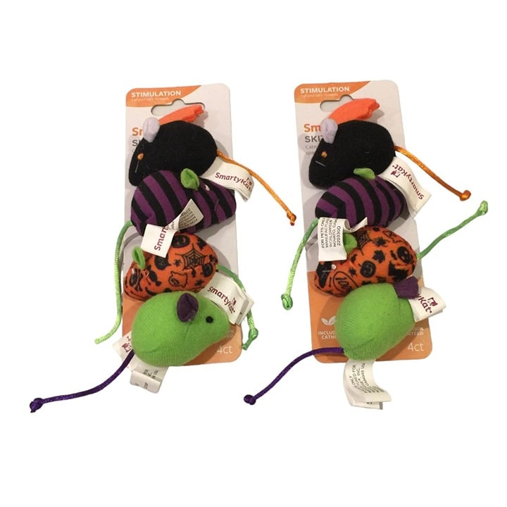 SmartyKat Skitter Halloween Catnip Mice Set of 8 Black 