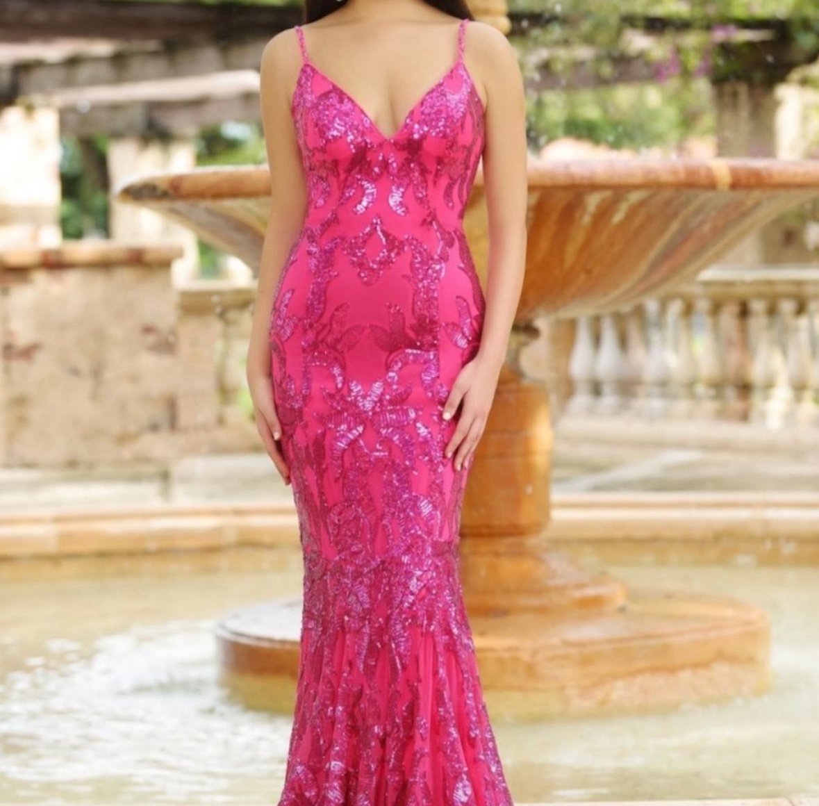 NWT JOVANI 07784 PINK Mermaid Prom Dress Size 4 at9CBJL