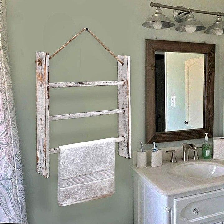 Ladder Hand Towel Rack for Bathroom, Living Room, Hanging Blanket Ladder Rustic ESbPUPUvQ