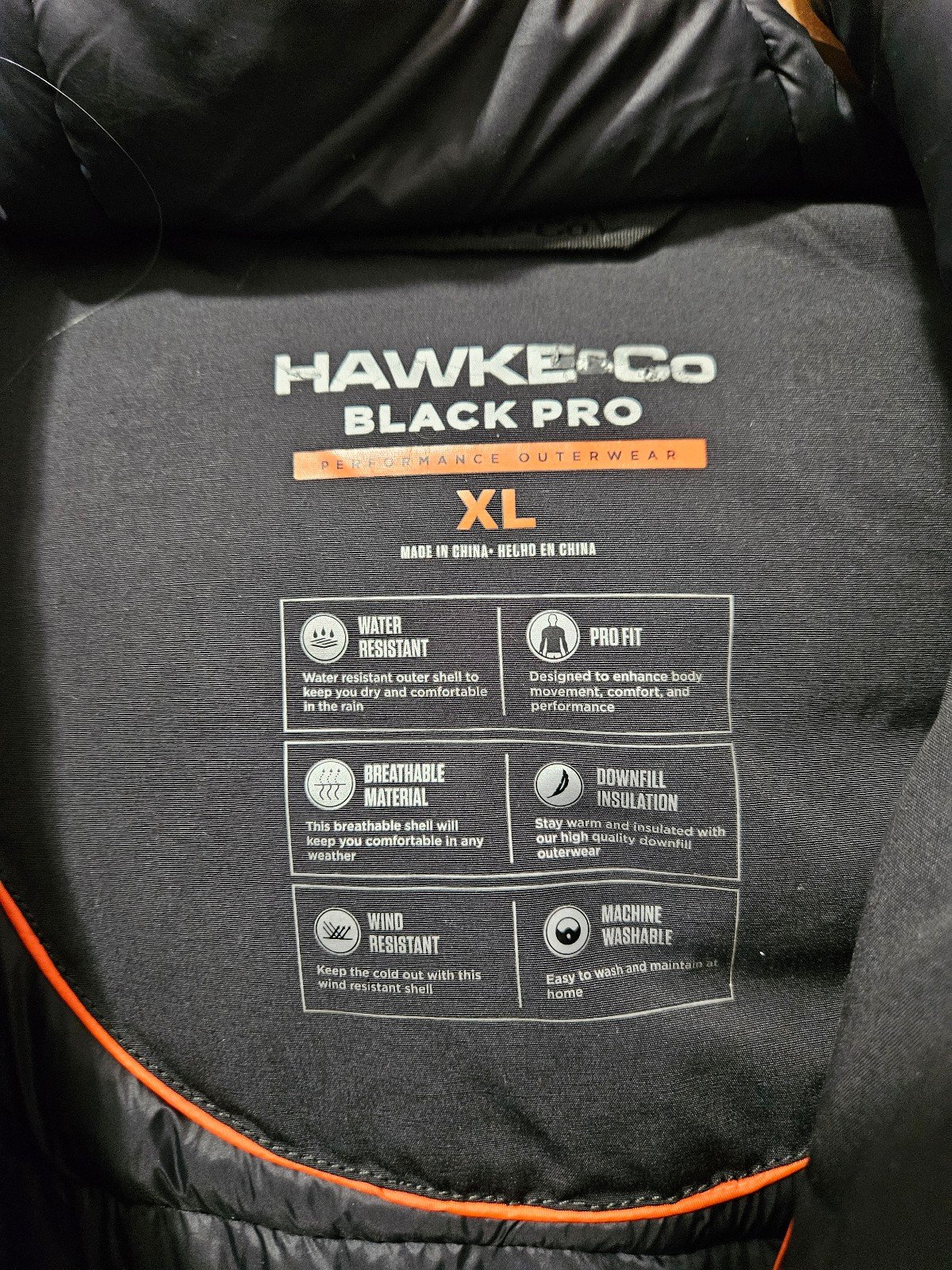 Hawke Co Black Pro XL down filled coat parka real fur 4wgW9O2GX