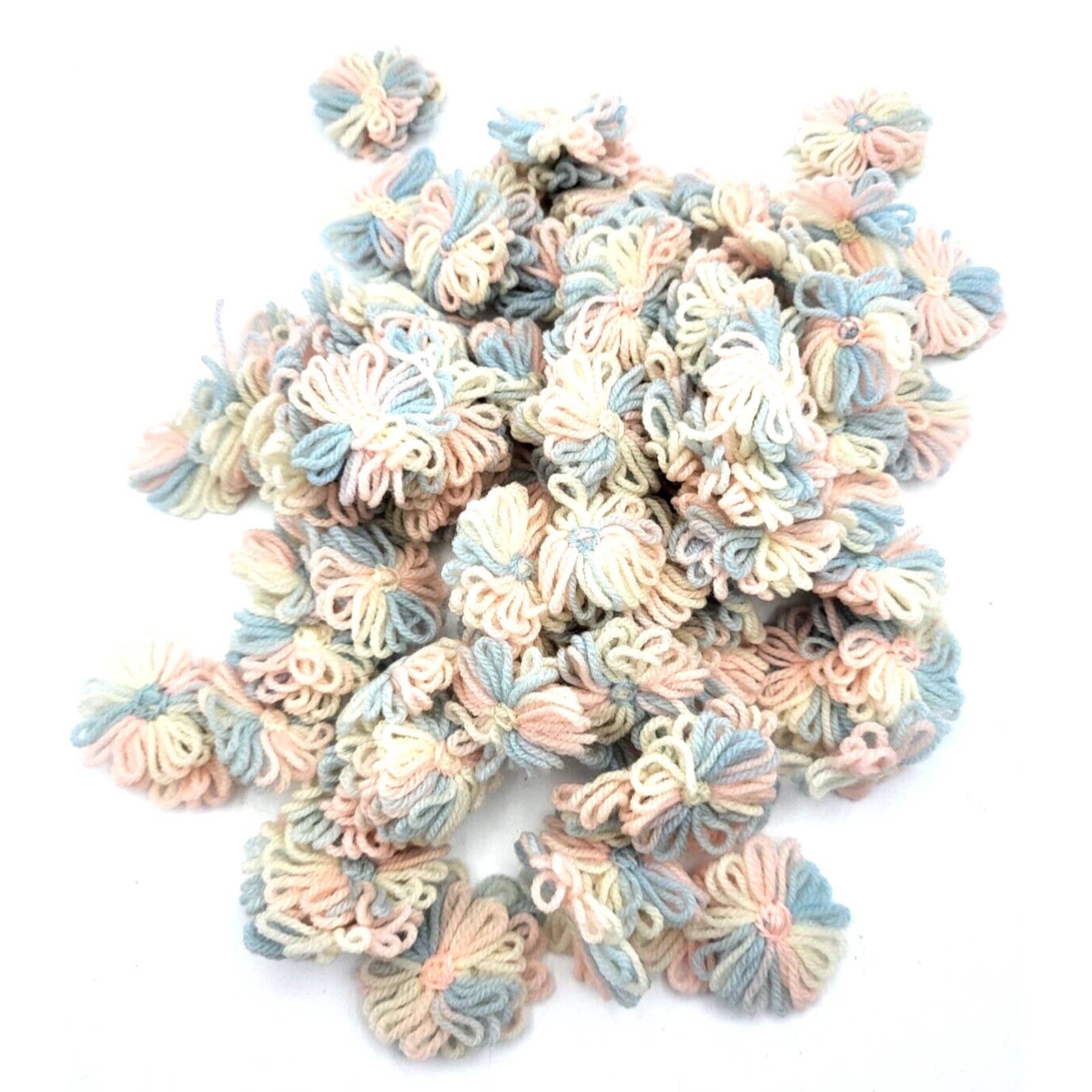 Vintage Pastel Colored Crocheted Flowers 1.25
