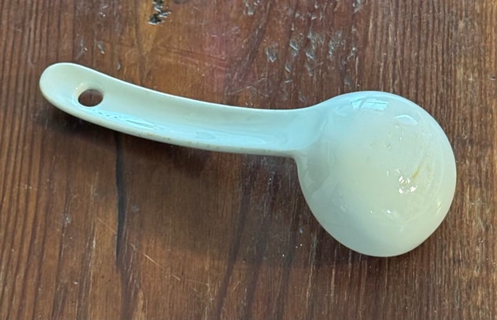 Vintage White Ironstone GRAVY Ladle Spoon Unmarked Stoneware GI9gy63A5