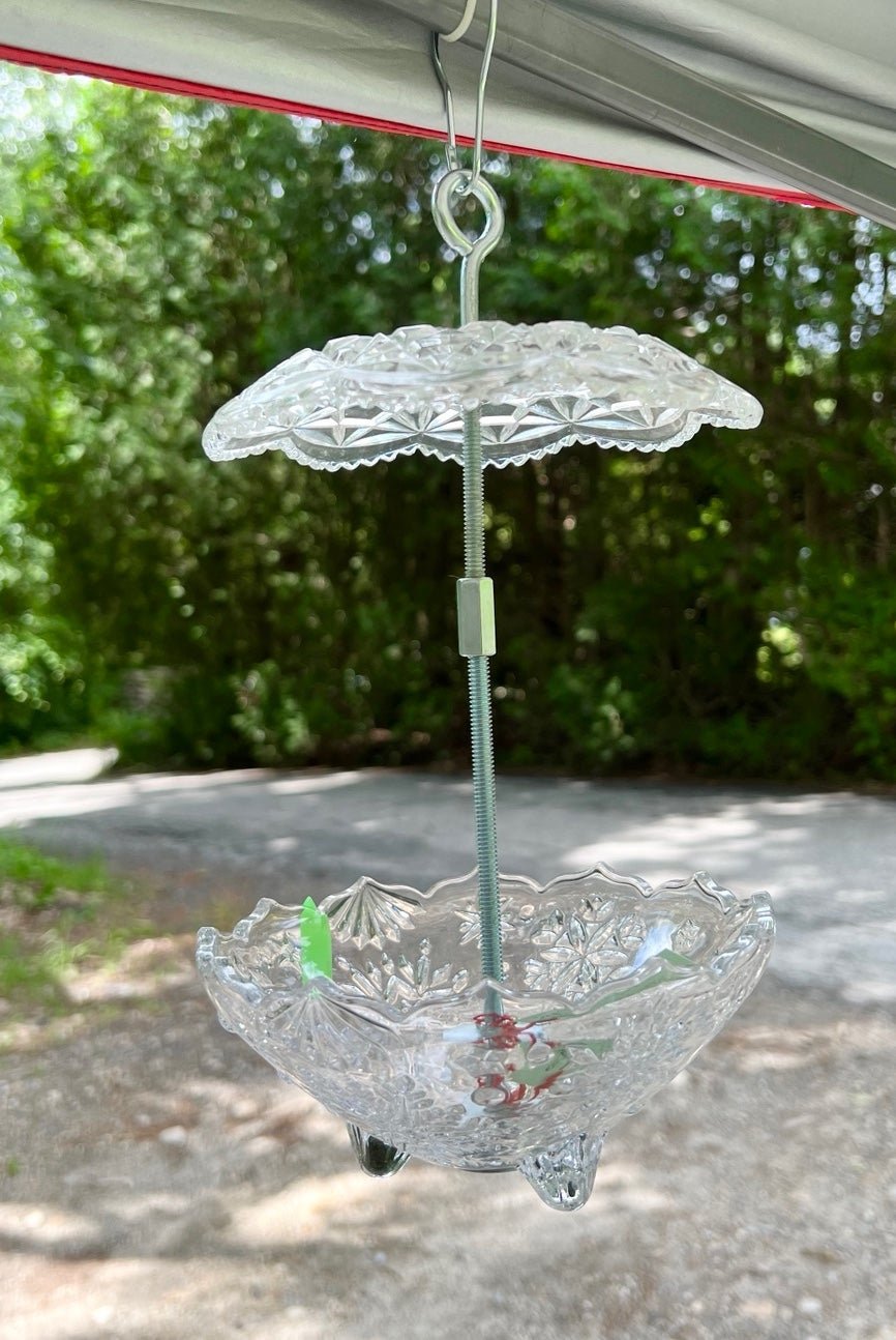 Handmade Glass Bird Feeder/ Planter 8lK4expLg