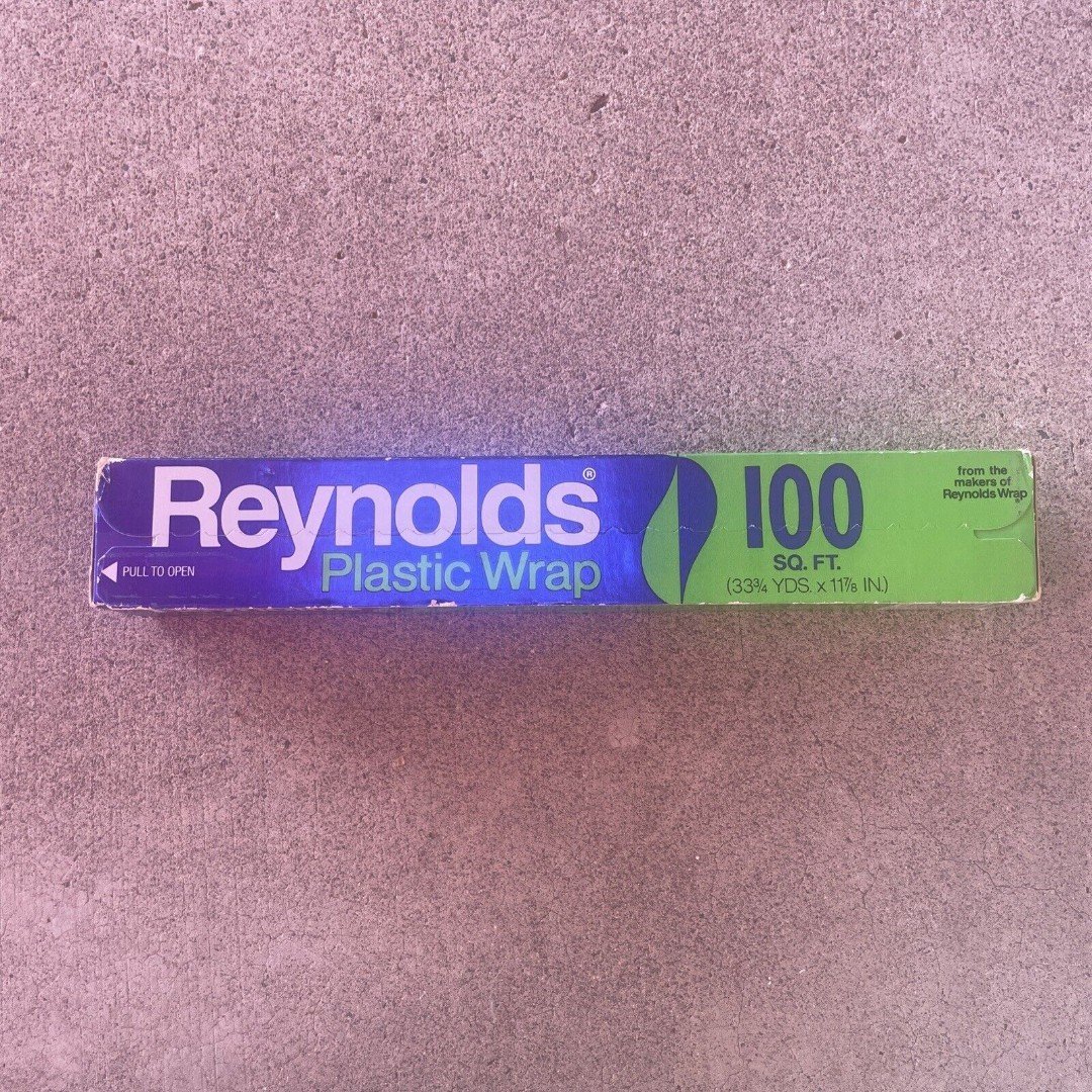 Vintage 1980 NOS Reynolds Plastic Wrap 100 Sq Ft Green Blue Box Movie Prop 80’s ciOUm5XGr
